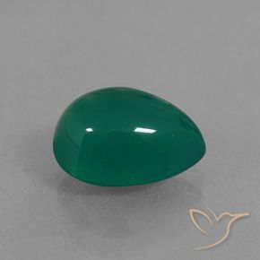 2.54 ct Green Agate Stone, Natural Agate in Pear Cabochon Shape for Sale