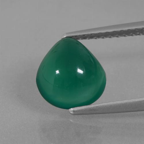 Medium Dark Green Agate Gem - 2.3ct Pear Cabochon (ID: 437188)