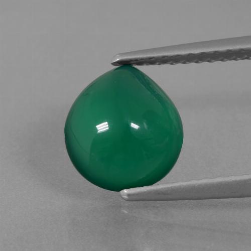 Forest Green Agate Gem - 2ct Pear Cabochon (ID: 437189)