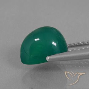 Agate Gemstone in 9 x 7 mm (calibrated) Size for Sale, Agate Stone in Medium Dark Green Color