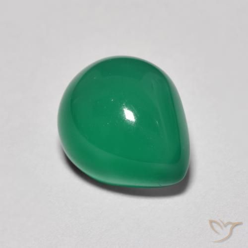 2.67 ct Green Agate Stone, Natural Agate in Pear Cabochon Shape for Sale