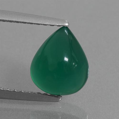Medium Deep Green Agate Gem - 2.1ct Pear Cabochon (ID: 437224)