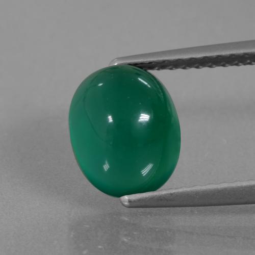 Forest Green Agate Gem - 2.7ct Oval Cabochon (ID: 437256)
