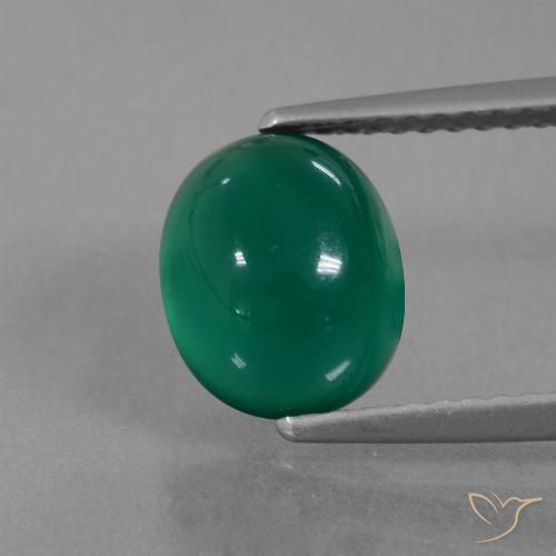 2.46ct Natural Medium Deep Green Agate, Oval, Translucent
