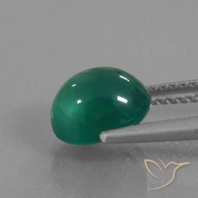Agate Gemstone in 9 x 7 mm (calibrated) Size for Sale, Agate Stone in Medium Deep Green Color