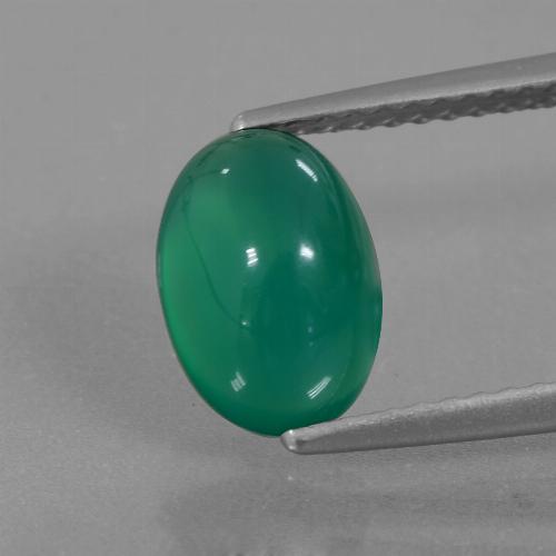 Medium Green Agate Gem - 2.1ct Oval Cabochon (ID: 437260)