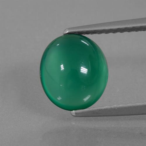 Medium Green Agate Gem - 2.1ct Oval Cabochon (ID: 437262)
