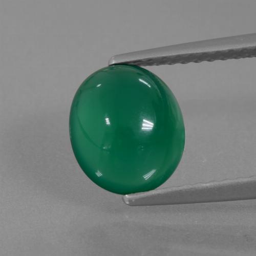 Forest Green Agate Gem - 1.9ct Oval Cabochon (ID: 437263)
