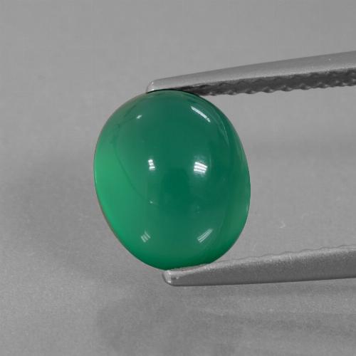 Medium Green Agate Gem - 2.5ct Oval Cabochon (ID: 437264)