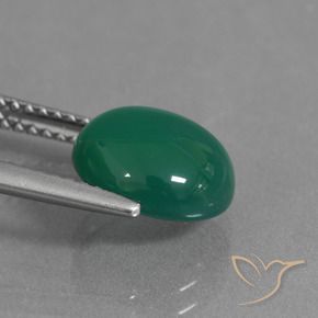 Agate Gemstone in 9.6 x 8.7 mm Size for Sale, Agate Stone in Medium Green Color