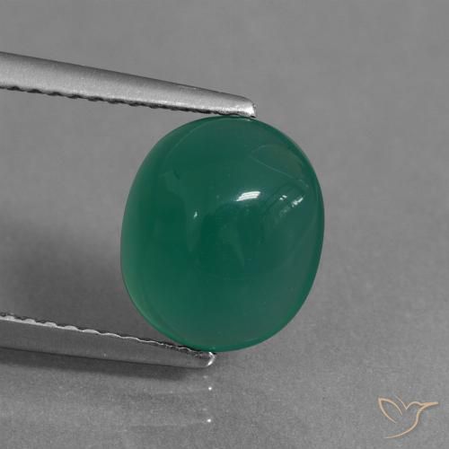 2.53ct Natural Medium Green Agate, Oval, Translucent
