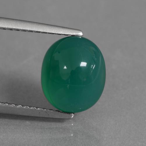 Medium Green Agate Gem - 2.9ct Oval Cabochon (ID: 437296)