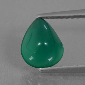 Forest Green Agate Gem - 1.6ct Pear Cabochon (ID: 437371)
