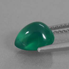 Agate Gemstone in 8 x 6.8 mm Size for Sale, Agate Stone in Forest Green Color