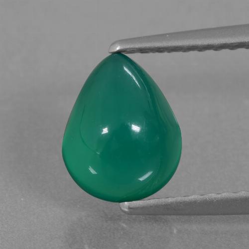 Ágata Verde medio Pera de 1.66 ct de India, dimensión 7,8 x 6,5mm, piedra preciosa natural Teñido, claridad Translúcido, Ágata Cabujón Pera de 1 pieza, dureza de Mohs de 6.5 - 7 Adecuado para joyas de uso diario , Photo A