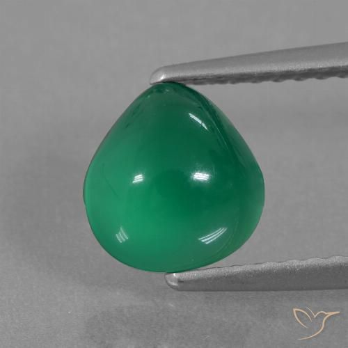 1.63ct Natural Medium Green Agate, Pear Shape, Translucent