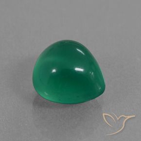 1.63 ct Green Agate Stone, Natural Agate in Pear Cabochon Shape for Sale