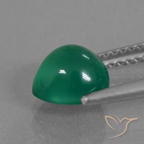 Agate Gemstone in 7.4 x 6.9 mm Size for Sale, Agate Stone in Medium Green Color