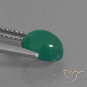 Agate Gemstone in 7.8 x 6.8 mm Size for Sale, Agate Stone in Medium Green Color