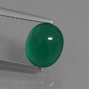 1.56 ct Green Agate Gemstone, Agate Gem in Oval Cabochon Shape for Sale.