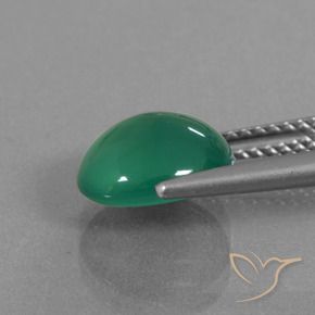 Agate Gemstone in 9.4 x 8.5 mm Size for Sale, Agate Stone in Medium Green Color