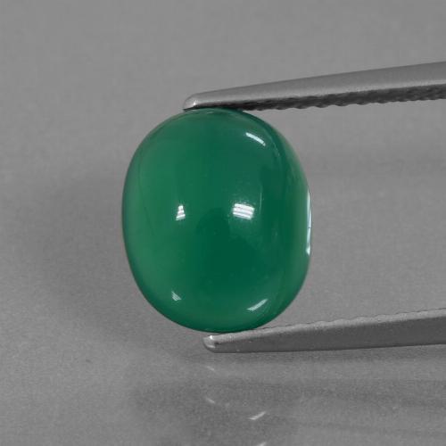 Forest Green Agate Gem - 2.7ct Oval Cabochon (ID: 437546)
