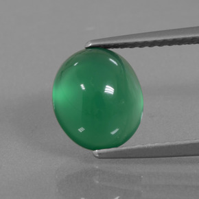 2.81 ct Green Agate Gemstone, Agate Gem in Oval Cabochon Shape for Sale.