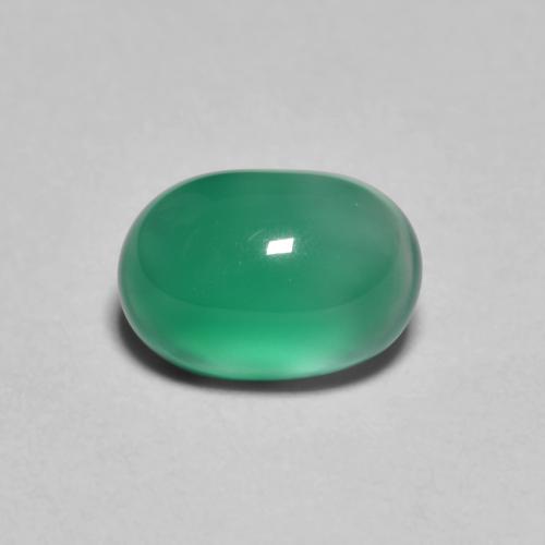 Ágata Verde Cabujón Óvalo de 8 x 5,5mm de India, peso de 1.46ct, piedra preciosa Teñido de forma natural en claridad Translúcido, Ágata de 1 pieza: el color es Verde frío, dureza Mohs de 6.5 - 7 Adecuado para joyas de uso diario, Photo A