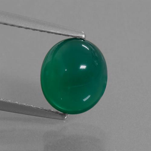 Medium Dark Green Agate Gem - 2.1ct Oval Cabochon (ID: 437618)