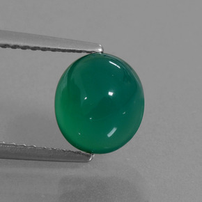 2.42 ct Green Agate Gemstone, Agate Gem in Oval Cabochon Shape for Sale.