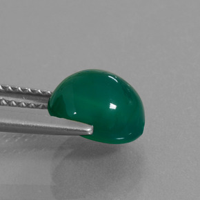 Agate Gemstone in 8.5 x 7.6 mm Size for Sale, Agate Stone in Medium Dark Green Color