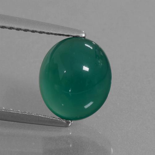Medium Green Agate Gem - 2.7ct Oval Cabochon (ID: 437620)
