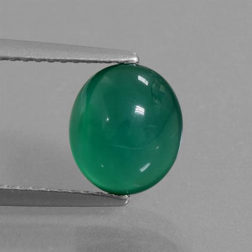 Forest Green Agate Gem - 2.5ct Oval Cabochon (ID: 437622)