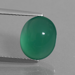 Medium Green Агат Камень - 4.4ct Овал Кабошон (ID: 437664)