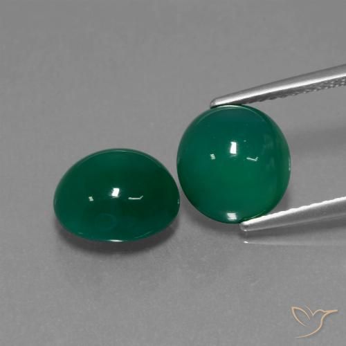 6.07 ct Green Agate, 9.5 x 8.7 mm Oval Cut From India, Photo A