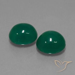 7.49 ctw Green Agate Stones, Natural Agate in Oval Cabochon Shape for Sale