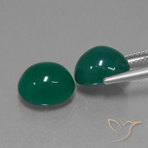 Agate Gemstones in 10 x 8.9 mm Size for Sale, Agate Stones in Forest Green Color