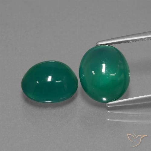 Medium Green Agate Gem - 3.1ct Oval Cabochon (ID: 443529)