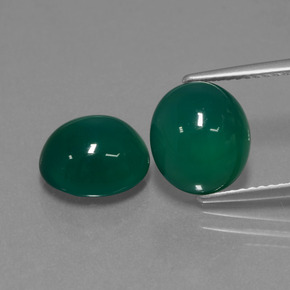 Medium Dark Green Agate Gem - 3.3ct Oval Cabochon (ID: 443531)