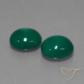 6.42 ctw Green Agate Stones, Natural Agate in Oval Cabochon Shape for Sale