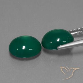 Agate Gemstones in 10.3 x 9.2 mm Size for Sale, Agate Stones in Green Color