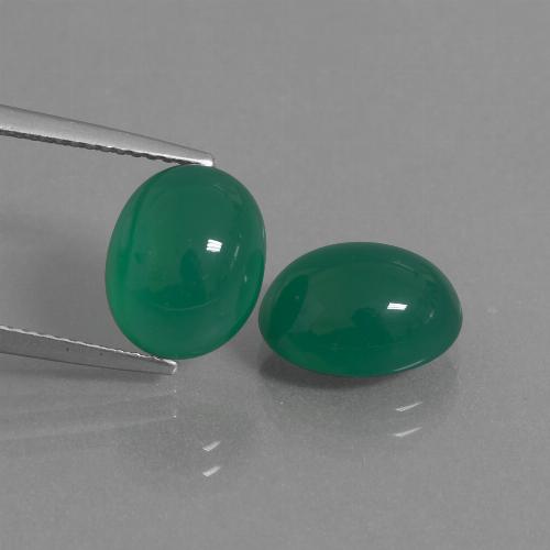 Medium Green Агат Камень - 3.6ct Овал Кабошон (ID: 443546)