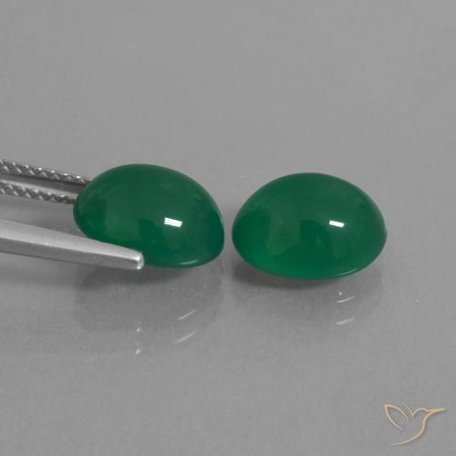 Agate Gemstones in 10 x 8 mm (calibrated) Size for Sale, Agate Stones in Medium Green Color