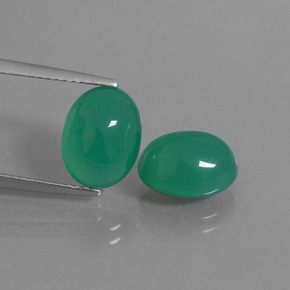 Vert frais Agate gemme - 3.2ct Ovale Cabochon (ID: 443551)