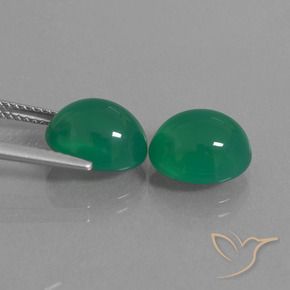 Agate Gemstones in 10.5 x 8.9 mm Size for Sale, Agate Stones in Medium Green Color