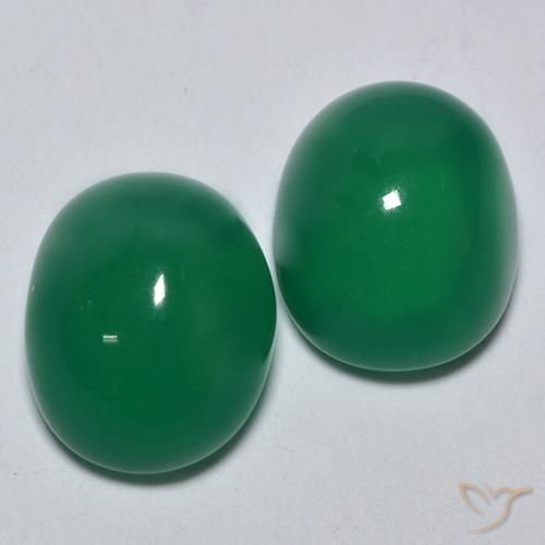 6.02 ctw Green Agate Stones, Natural Agate in Oval Cabochon Shape for Sale