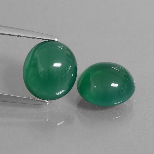 Medium Green Agate Gem - 3.2ct Oval Cabochon (ID: 443572)