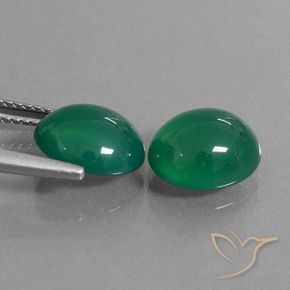 Agate Gemstones in 10 x 8.7 mm Size for Sale, Agate Stones in Forest Green Color
