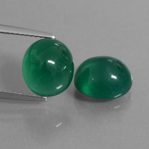 Forest Green Agate Gem - 3.4ct Oval Cabochon (ID: 443575)