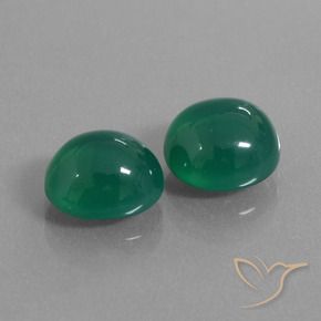 6.41 ctw Green Agate Stones, Natural Agate in Oval Cabochon Shape for Sale
